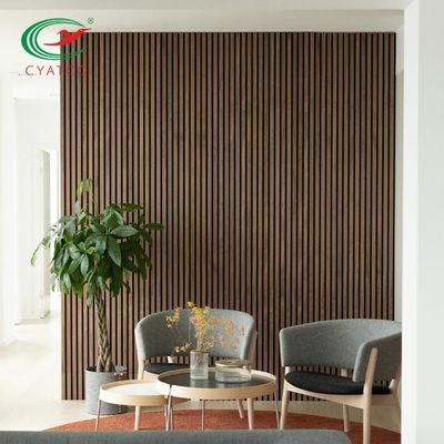 Parete di legno moderna Eco della stecca 3D dell'hotel amichevole con la fibra di poliestere